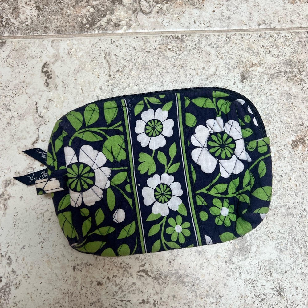 Floral Navy and Green Pouch